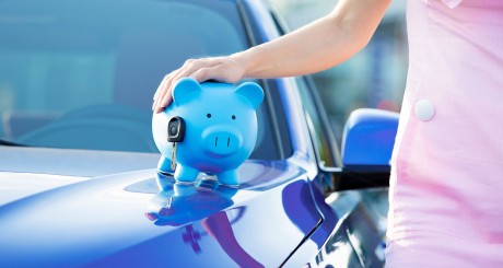 piggy bank on car