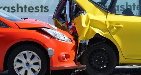 car crashing into the back of another car